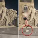 Un turista aparentemente borracho sube a una estatua y causa daños por valor de 19.000 dólares al emblemático edificio de Bruselas tras su reapertura al público
