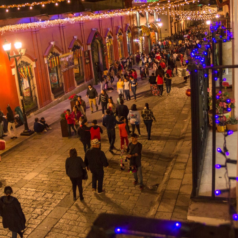 Las calles de Oaxaca en diciembre.