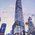 La fachada de cristal del Hotel Aloft en 450 Eleventh Avenue en Hudson Yards, Manhattan, está a punto de completarse.