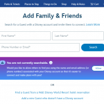 El sitio web de Walt Disney World simplifica la adición de invitados a la lista de familiares y amigos con una nueva función de búsqueda