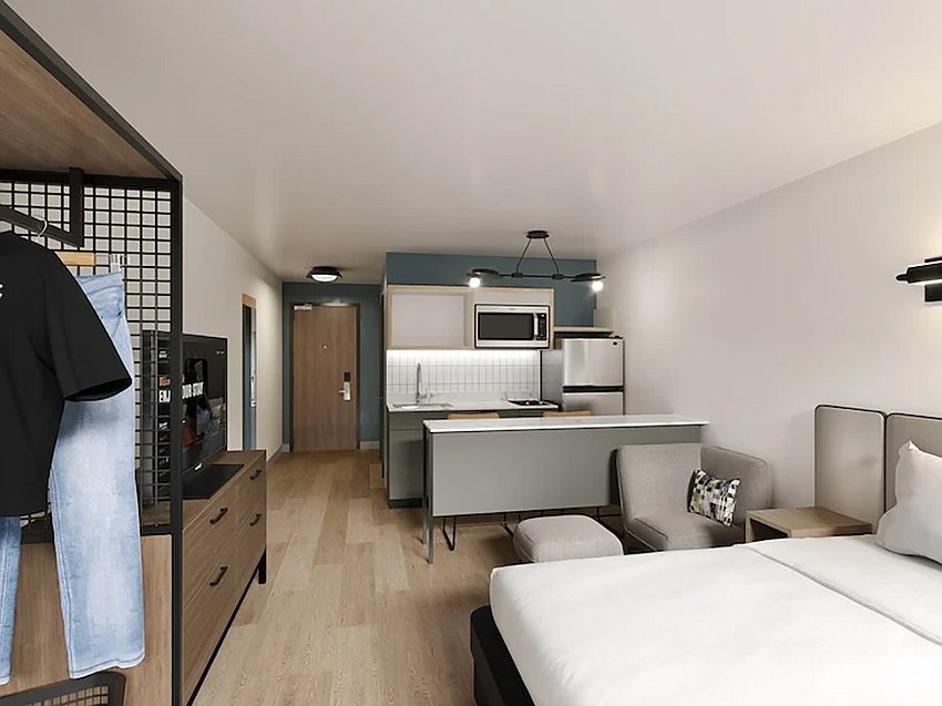 The extended-stay StudioRes by Marriott is proposed as 124 rooms with fully equipped kitchens.
