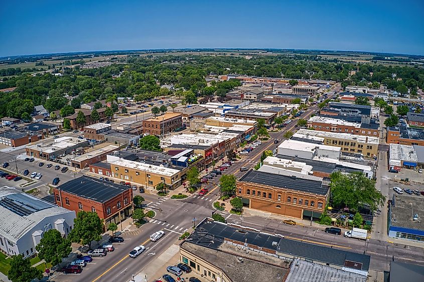 Vista aérea de Brookings, Dakota del Sur.