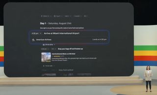 Función de planificación de viajes de Google i/o, por ejemplo, itinerario