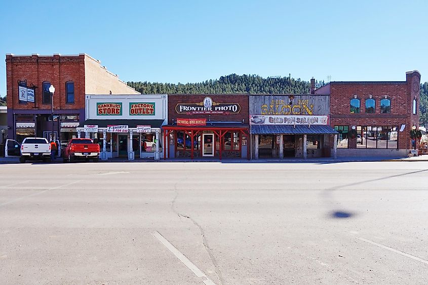 La ciudad de la fiebre del oro de Custer en Black Hills de Dakota del Sur