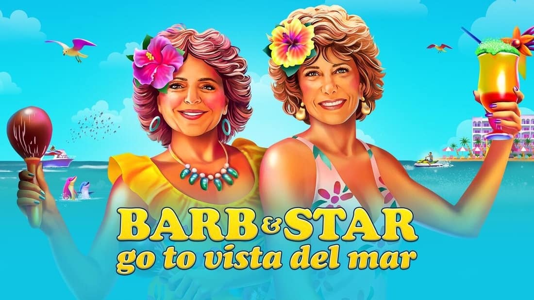 Arte del título de la película de playa Barb and Star Go to Vista del Mar