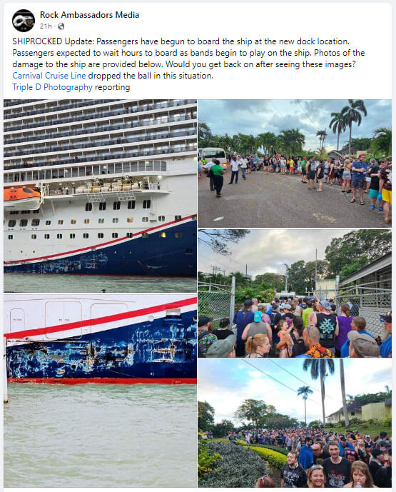 Carnival Magic llega al muelle de Jamaica con fuertes vientos.