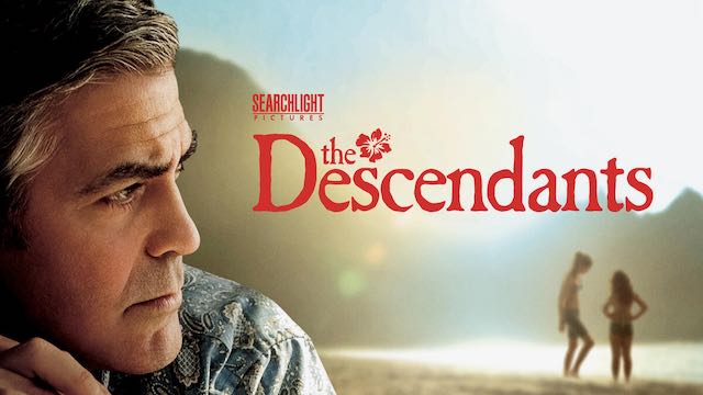 Arte del título de la película de playa Los Descendientes.