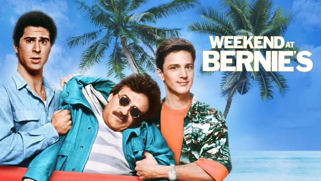 Arte del título de Weekend Bernie con Andrew McCarthy, Jonathan Silverman y Terry Kaiser.
