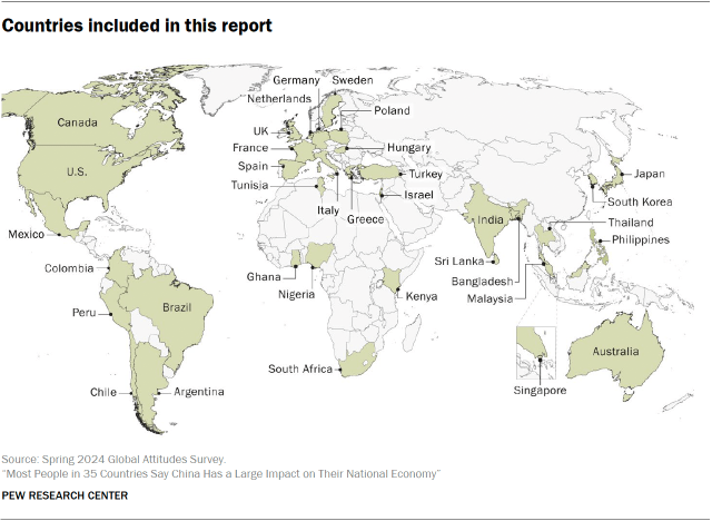 Un mapa que muestra los países incluidos en este informe.