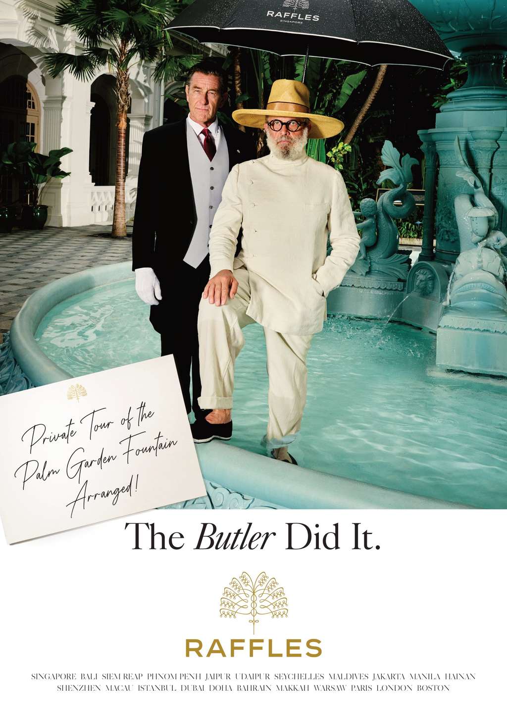 Tim Aston y Robert Rabinsteiner en Palm Court Fountain en Raffles Singapore - Fuente: Acor