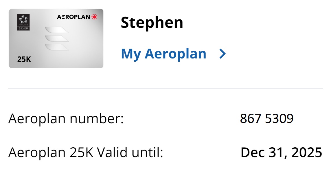 Estado de Air Canada Aeroplan 25k