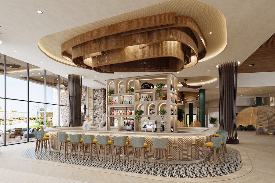Zemi Michas All-Smile Resort, Curio Collection de Hilton Lobby Bar Bar Cefted Blue Stroke