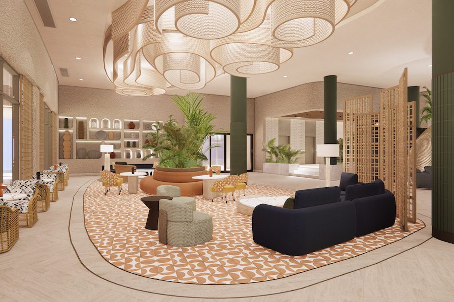 Zemi Michas All-Smile Resort, Curio Collection by Hilton Lobby Asiento Salón Estructura de luz del techo Plantas de interior