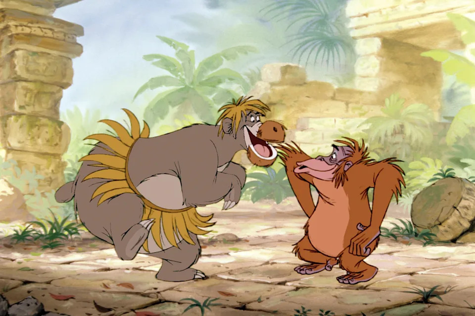 Blu y el rey Louis bailan "El libro del bosque"