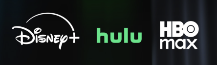El logotipo de Disney Plus, Holo y HBO Max sobre un fondo oscuro