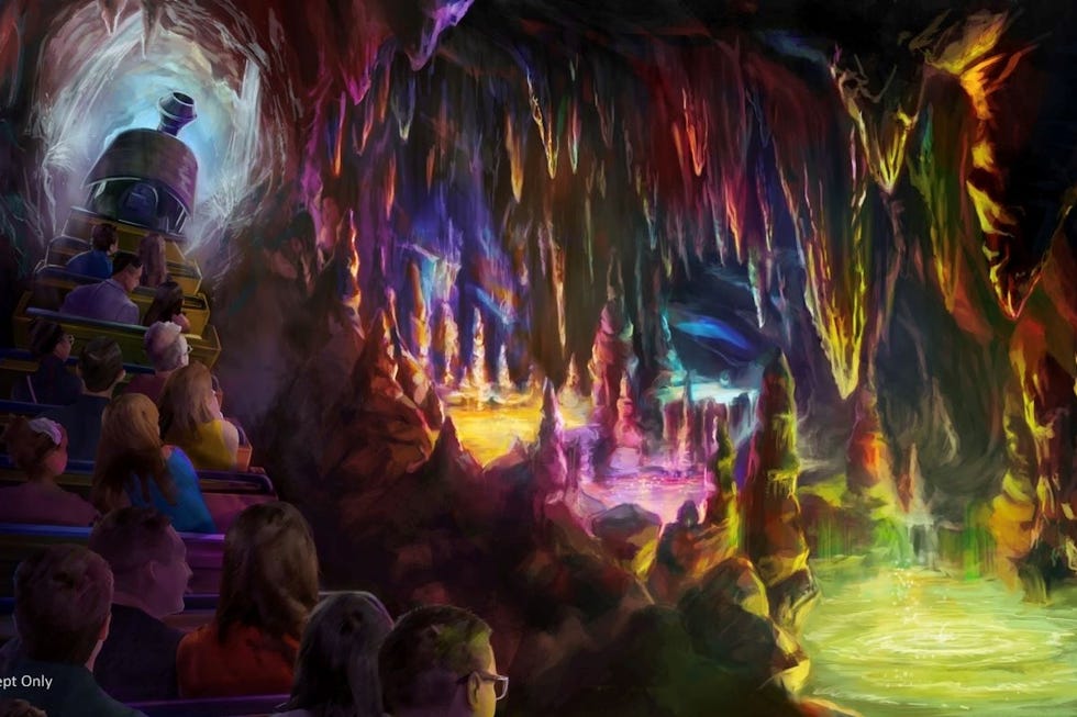 Disney World Big Thunder Mountain Railway Actualización El concepto de montaña rusa en la cueva de color