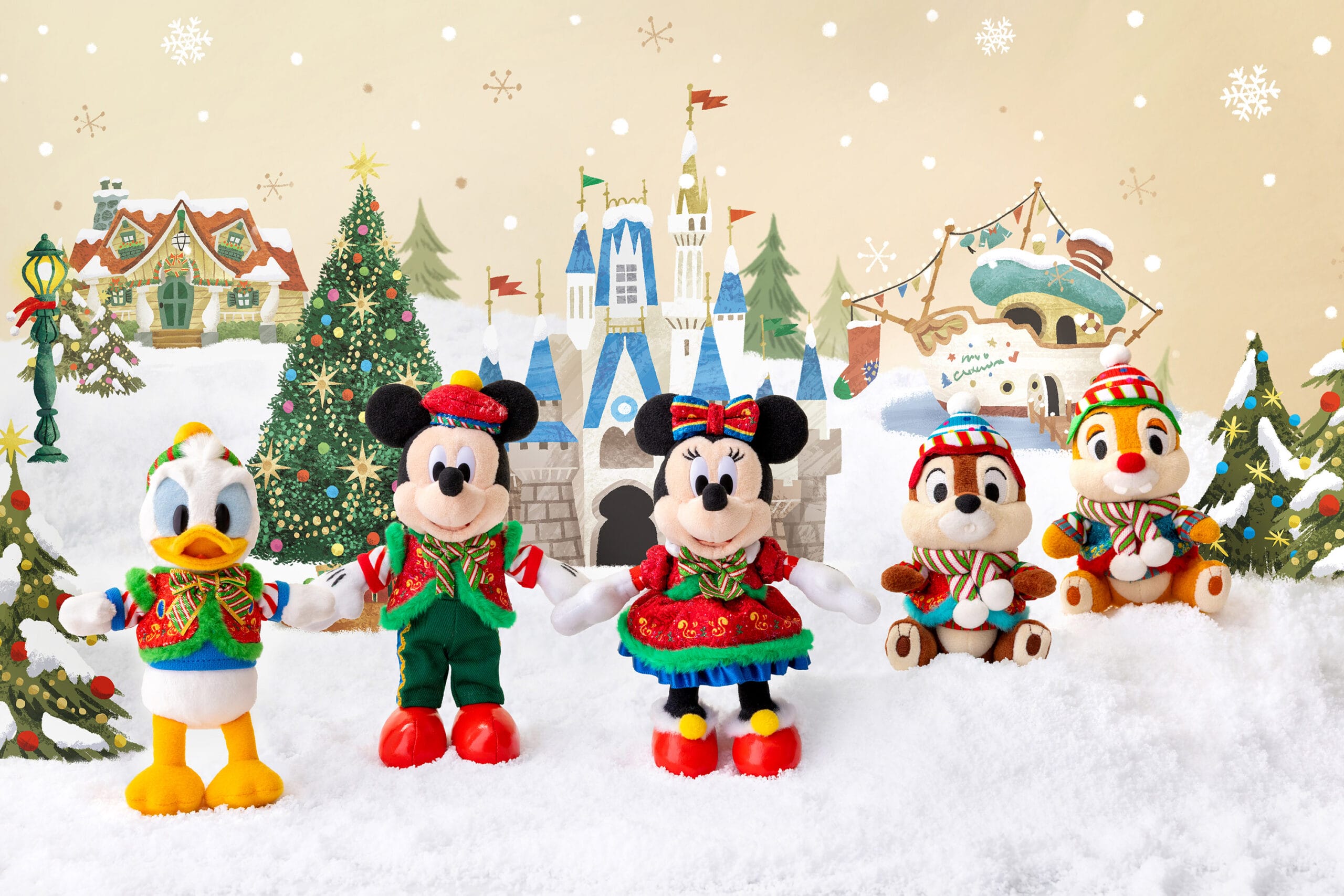 Tokyo Disneyland está impresionado por el Desfile de Navidad y se encuentra con un vestido festivo en una escena helada.