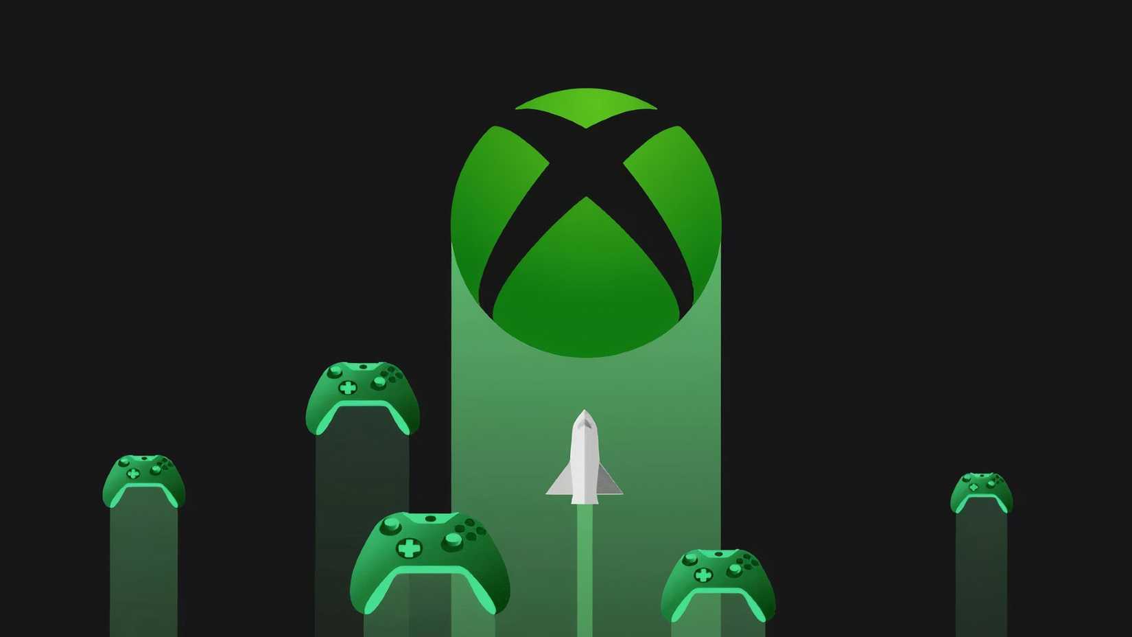 Un cohete está volando hacia un logotipo de Xbox