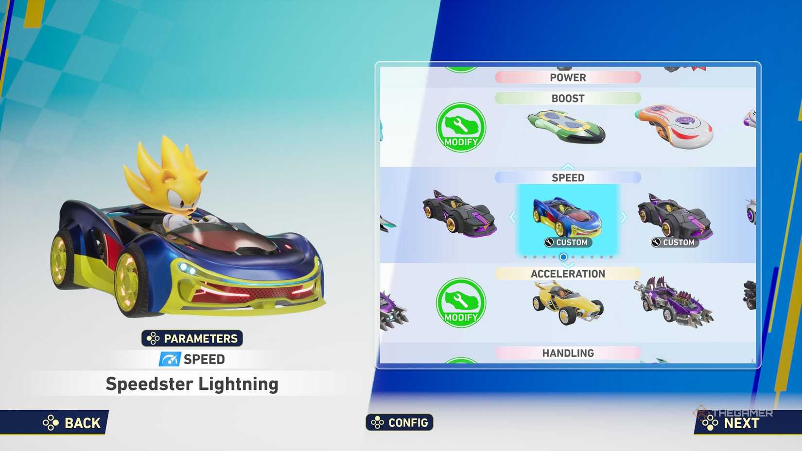 Super Sonic en un automóvil en Sonic Racing Cross Worlds.
