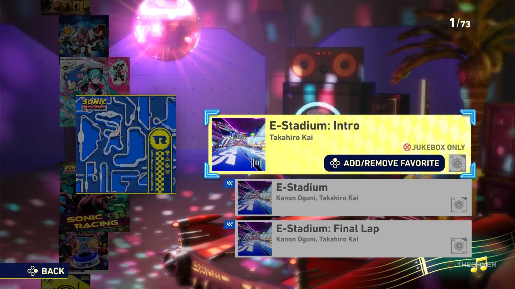 Menú de caja de broma en Sonic Racing Cross Worlds.