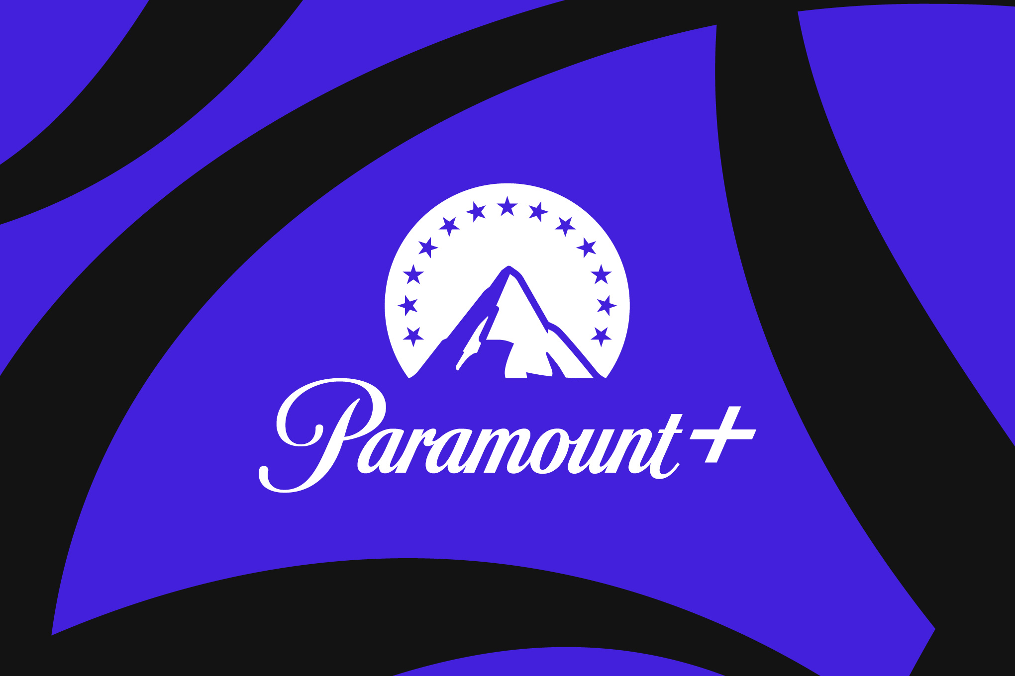 Logotipo de Paramount Plus sobre fondo azul y negro