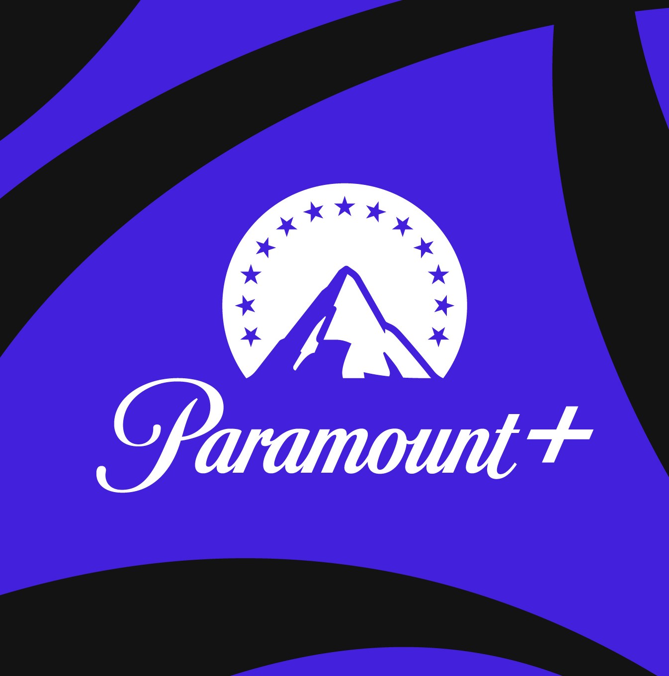 Logotipo de Paramount Plus sobre fondo azul y negro