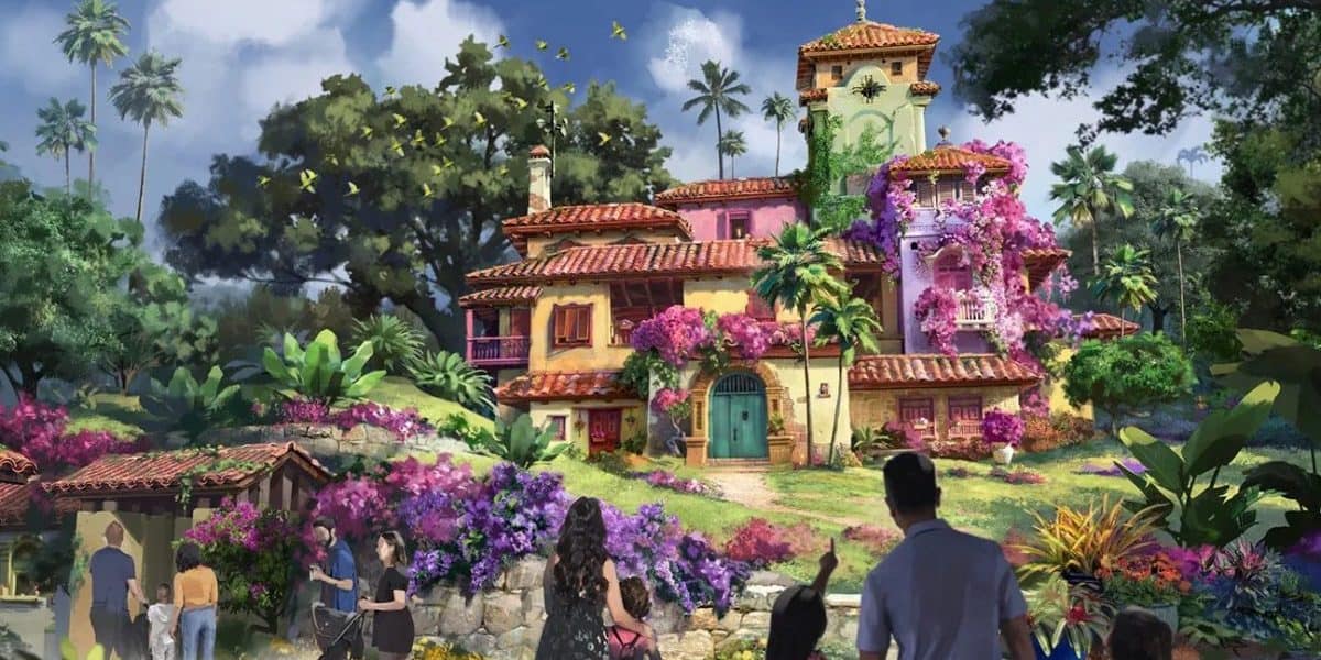 Arte conceptual para el área Encanto en Tropical America Land en Disney's Animal Kingdom Park en Disney World.