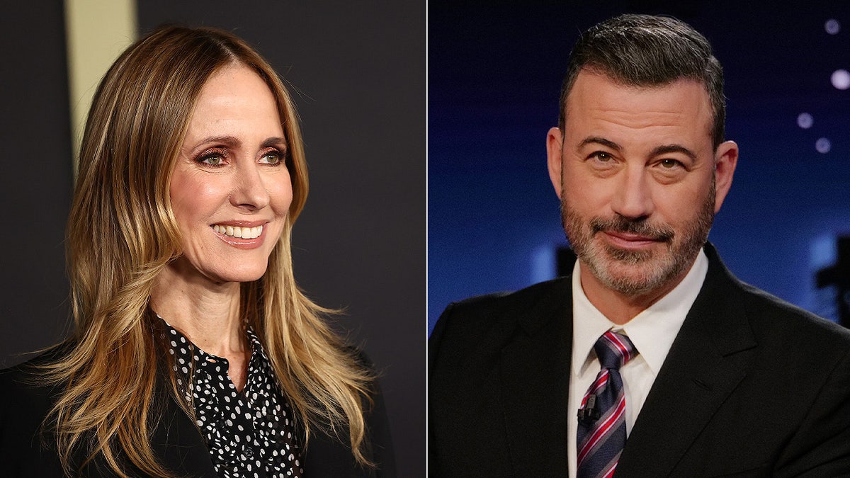 La copresidenta de Disney Entertainment, Dana Walden, y el presentador de ABC Late Night, Jimmy Kimmel.