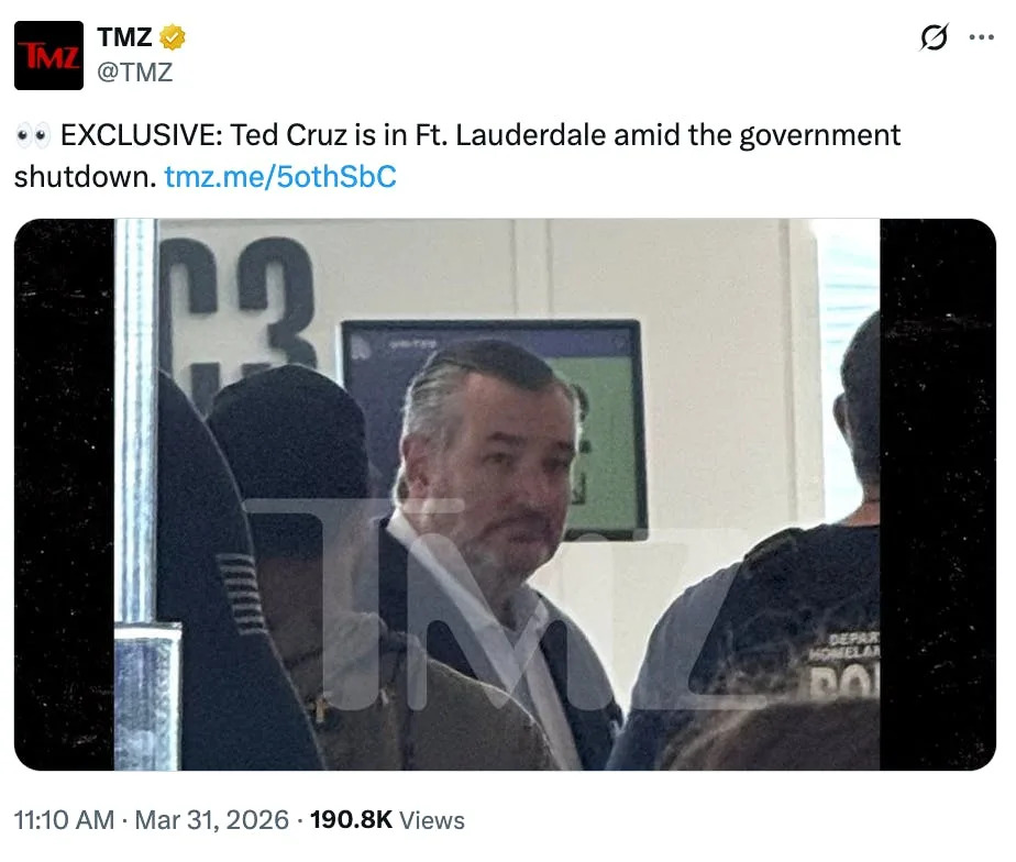 Ted Cruz se relaja en Florida mientras los republicanos se niegan a poner fin al cierre