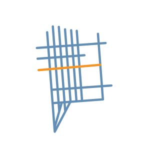 El logotipo de Mission Local, con líneas azules y naranjas sobre la forma del Distrito de la Misión.
